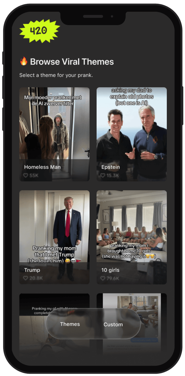 Prank.Cam app on phone